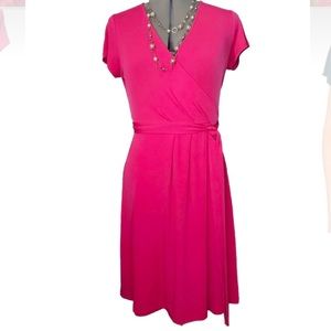 New York & Company Stretchy Faux Wrap Pink Dress Size Small NWT